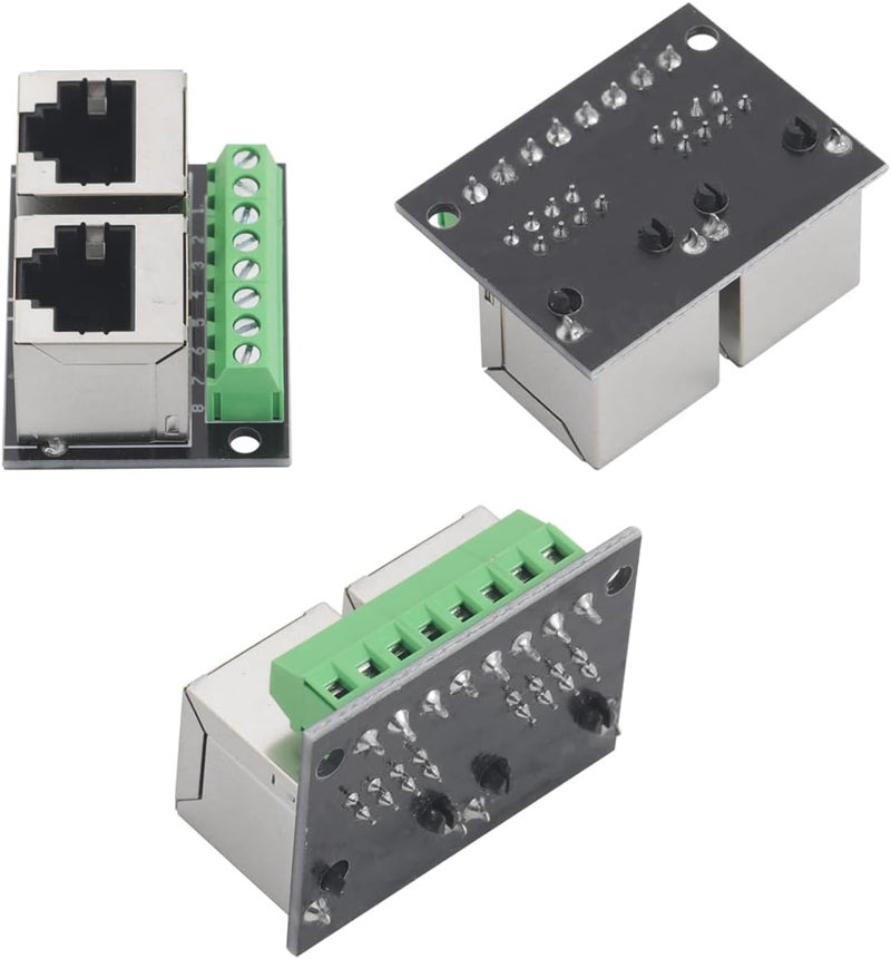 Teansic 2PCS RJ45 Ethernet Dual Female Terminal Breakout Board,3.5mm Pitch 8Pin RJ45 Screw Connector Network Adapter Terminal(Vertical Socket) - Image 4